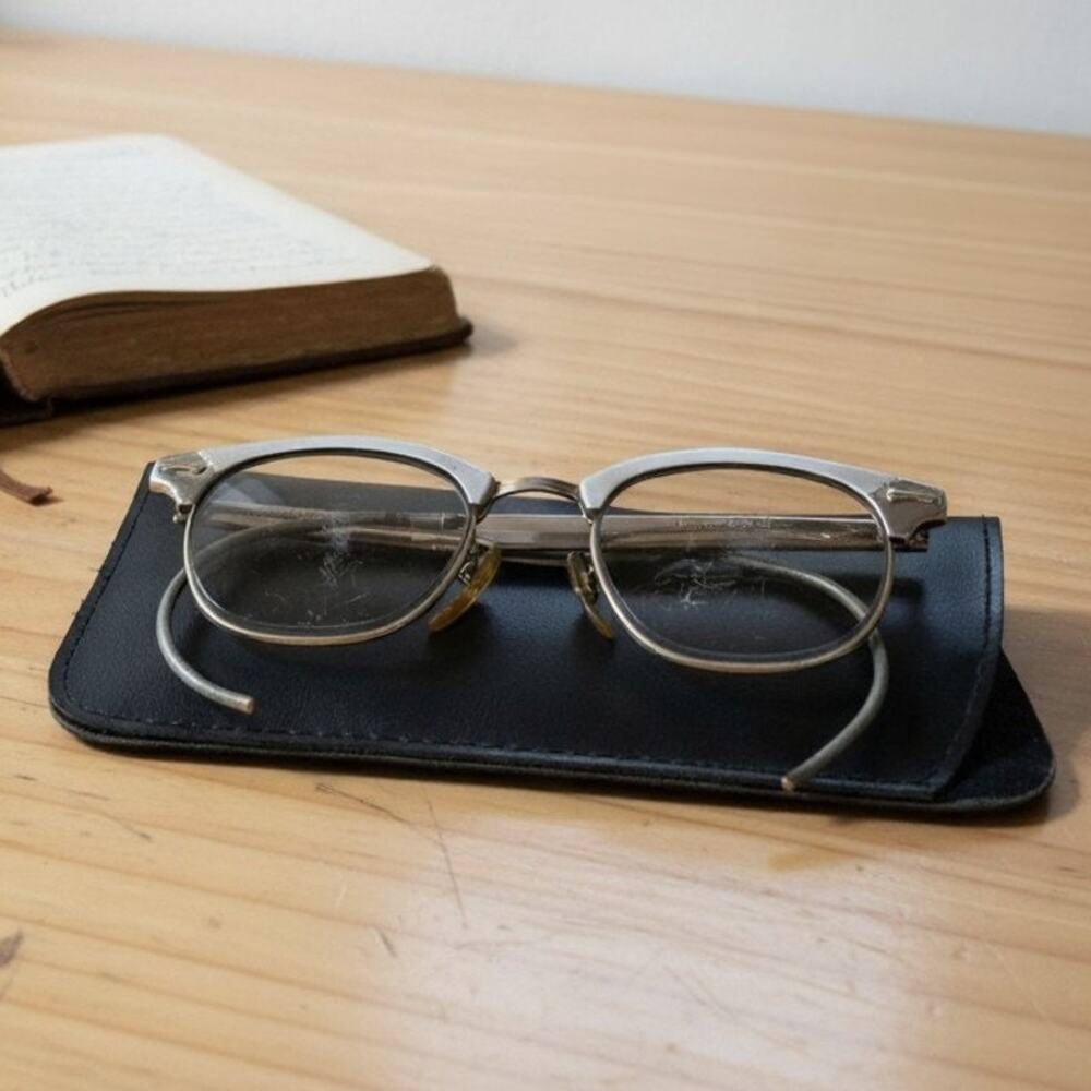 Vintage Shuron Aluminum Eyeglass Frames 48mm Cable Temple USA 1960s Mid Century